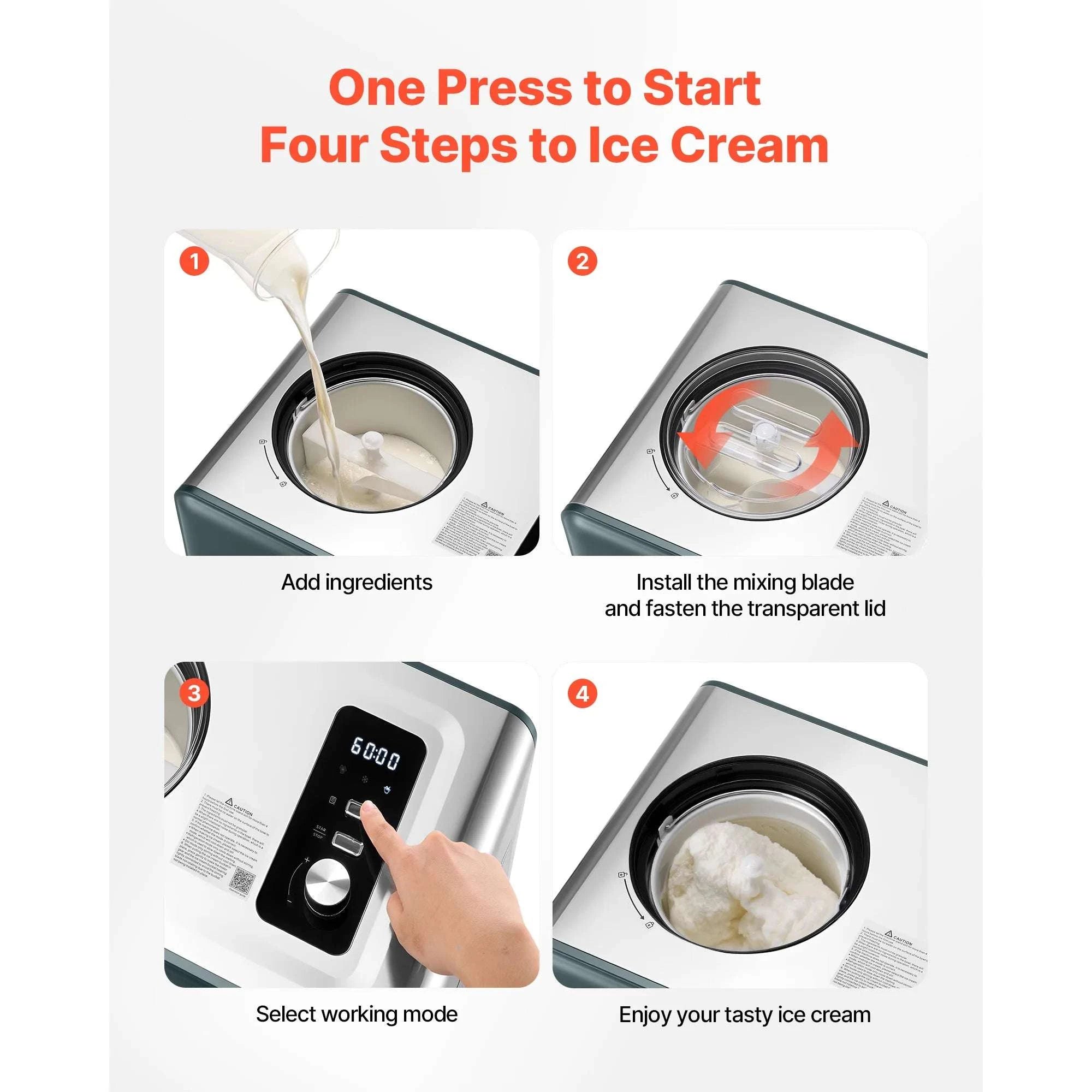 Automatic Ice Cream Maker with Compressor 1.5QT No Pre-Freezing-1.5 Quart / United States