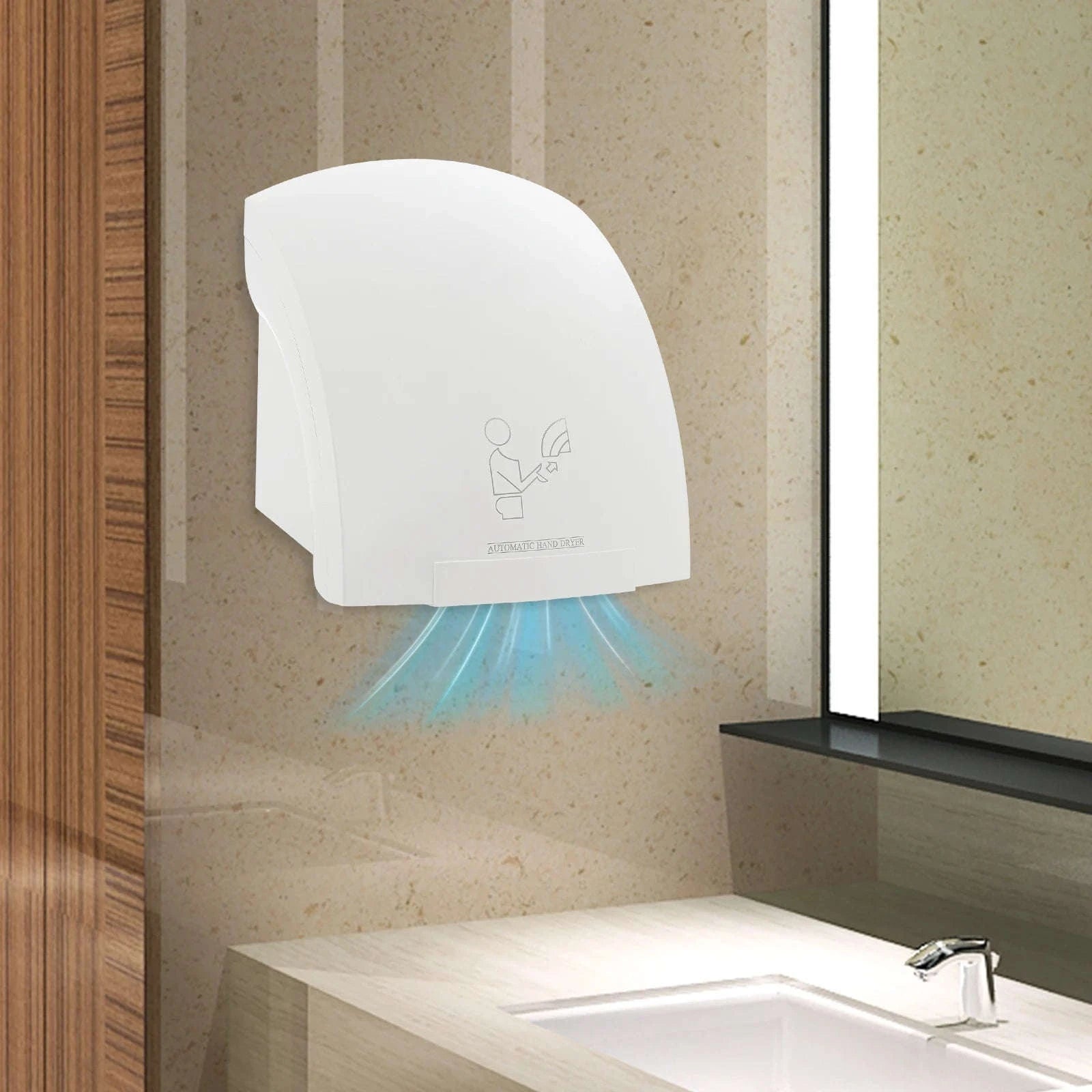 Automatic Infrared Hand Dryer 1200W Wall-Mounted Fast Drying-WHITE / United States