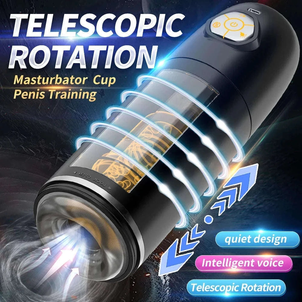 Automatic Male Masturbator with Thrusting and Rotating Modes-No App Black 2