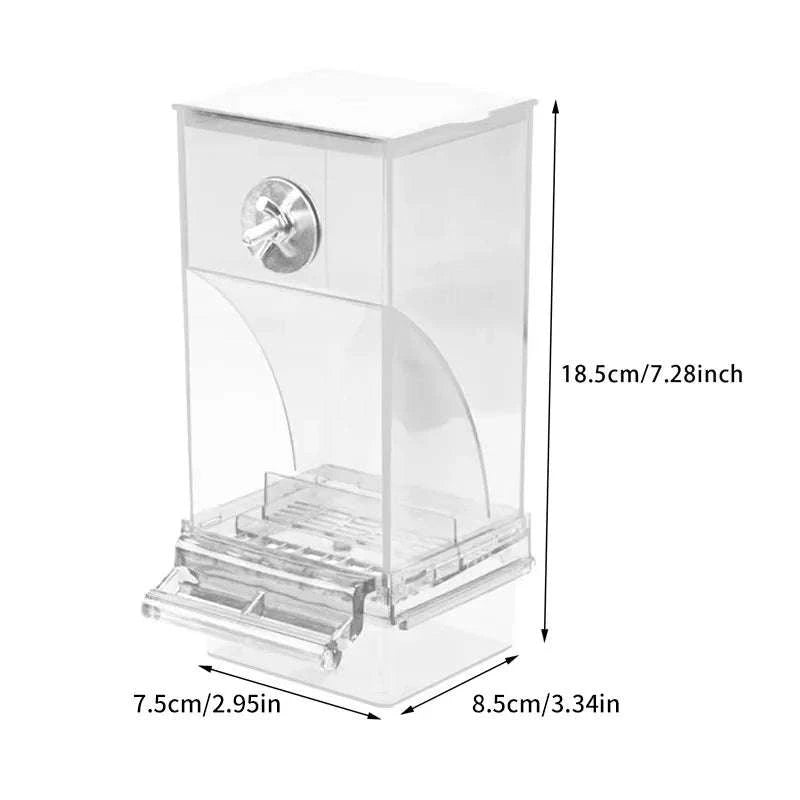 Automatic Parrot Bird Feeder Spill‑Proof Acrylic Seed Dispenser-Transparent G3309A
