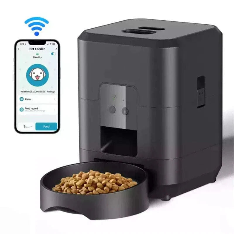 Automatic Pet Feed Dispenser 2L with Smart Feeding & Voice Recording-Black WIFI Feeder / China Mainland