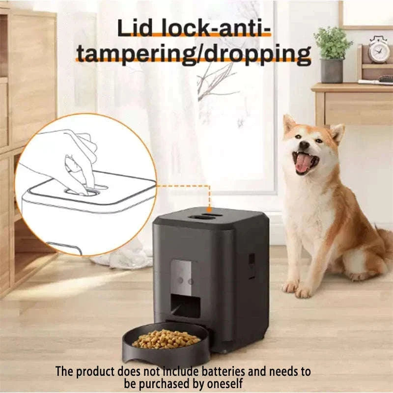Automatic Pet Feed Dispenser 2L with Smart Feeding & Voice Recording-Black WIFI Feeder / China Mainland