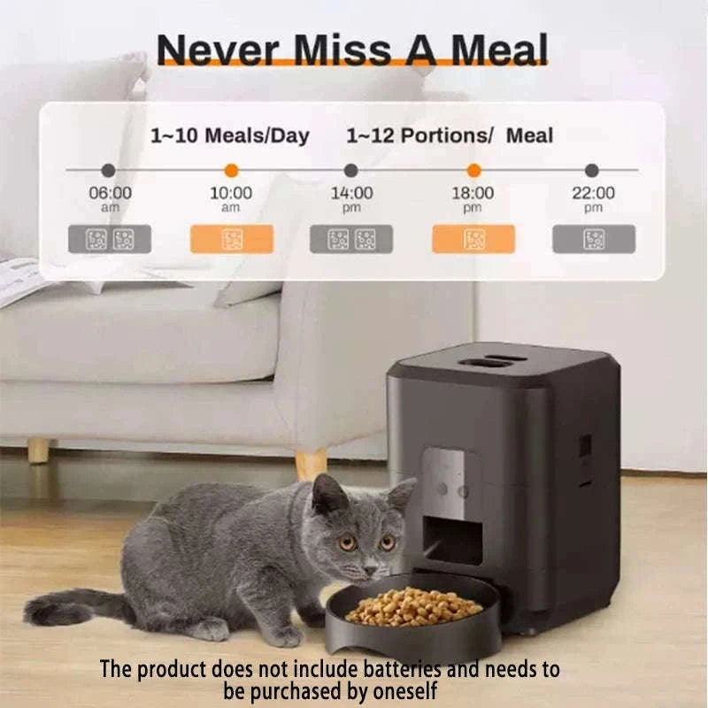 Automatic Pet Feed Dispenser 2L with Smart Feeding & Voice Recording-Black WIFI Feeder / China Mainland