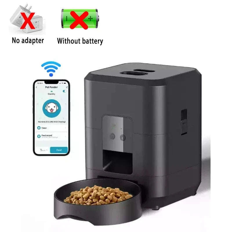 Automatic Pet Feed Dispenser 2L with Smart Feeding & Voice Recording-Black WIFI Feeder / China Mainland
