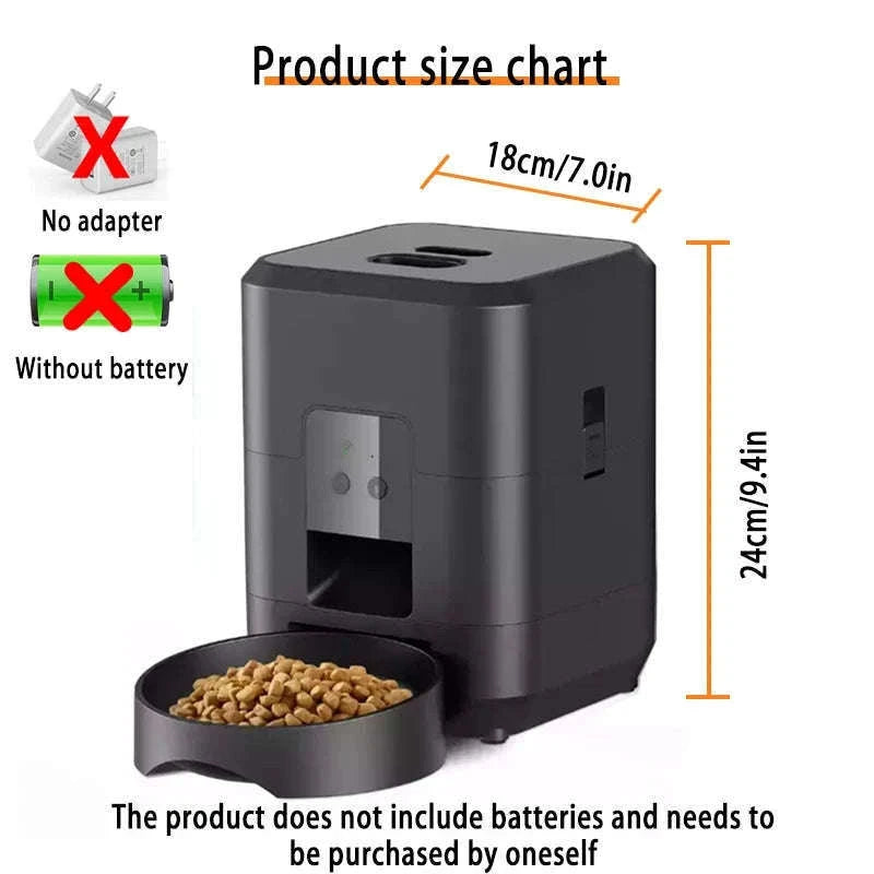 Automatic Pet Feed Dispenser 2L with Smart Feeding & Voice Recording-Black WIFI Feeder / China Mainland