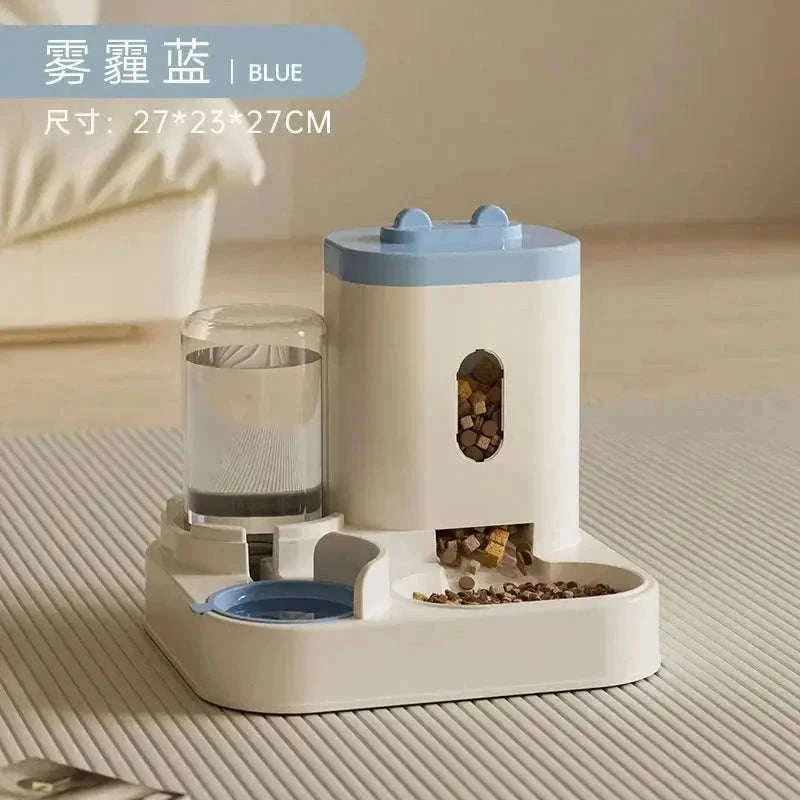 Automatic Pet Feeder with Gravity-Fed Food and Water Storage-Gold / L / 2L