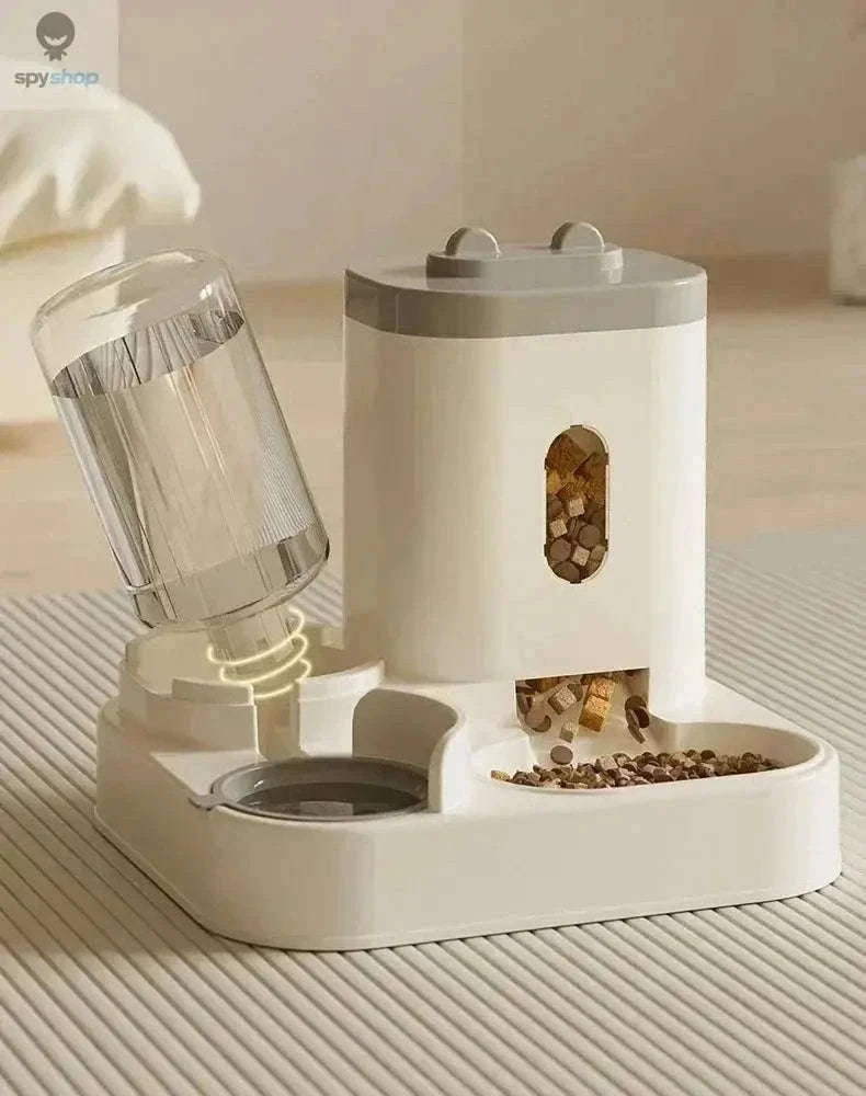 Automatic Pet Feeder with Gravity-Fed Food and Water Storage-Gold / L / 2L