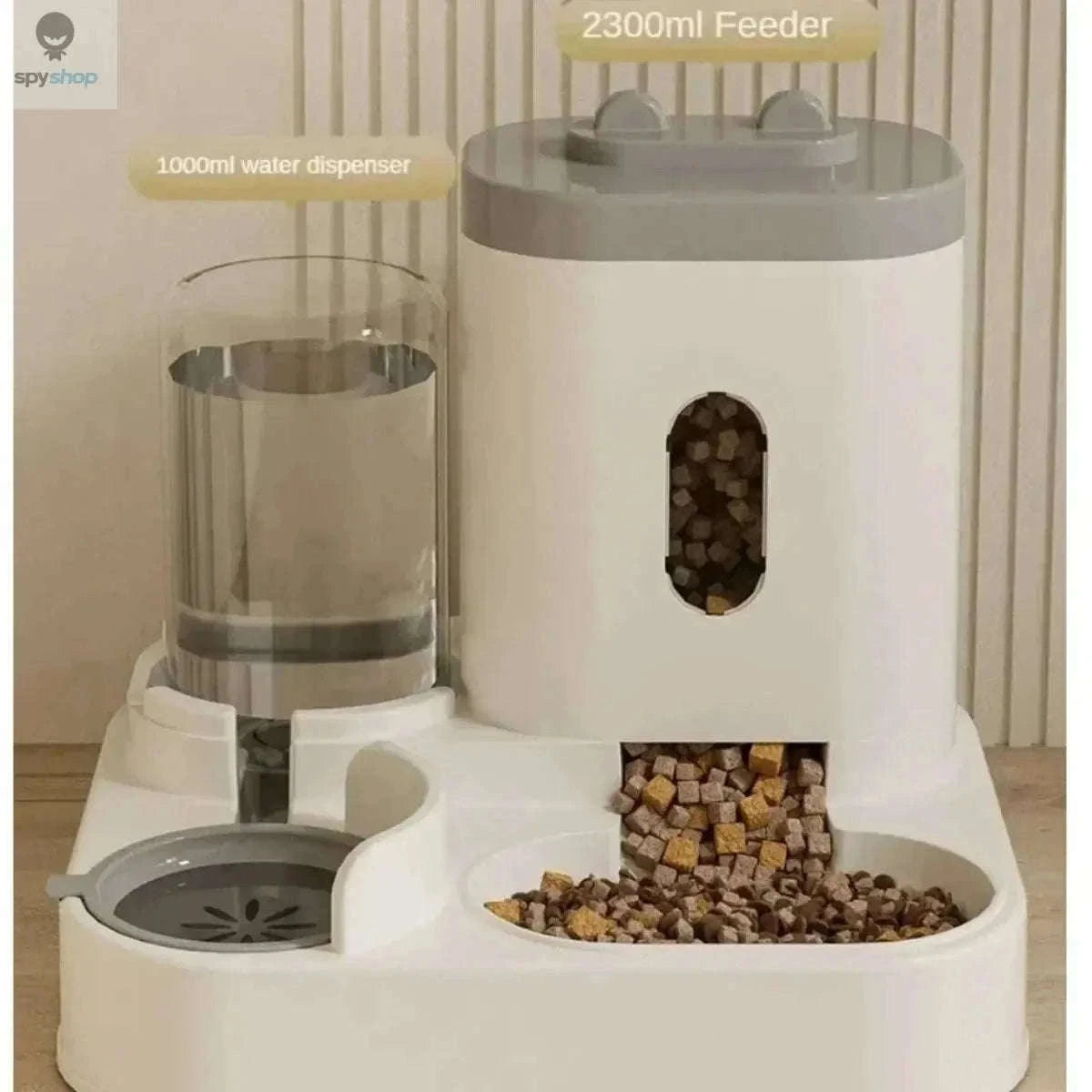 Automatic Pet Feeder with Gravity-Fed Food and Water Storage-Gold / L / 2L