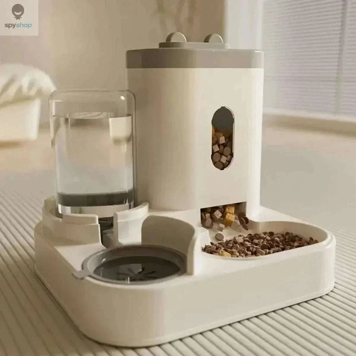 Automatic Pet Feeder with Gravity-Fed Food and Water Storage-Gold / L / 2L