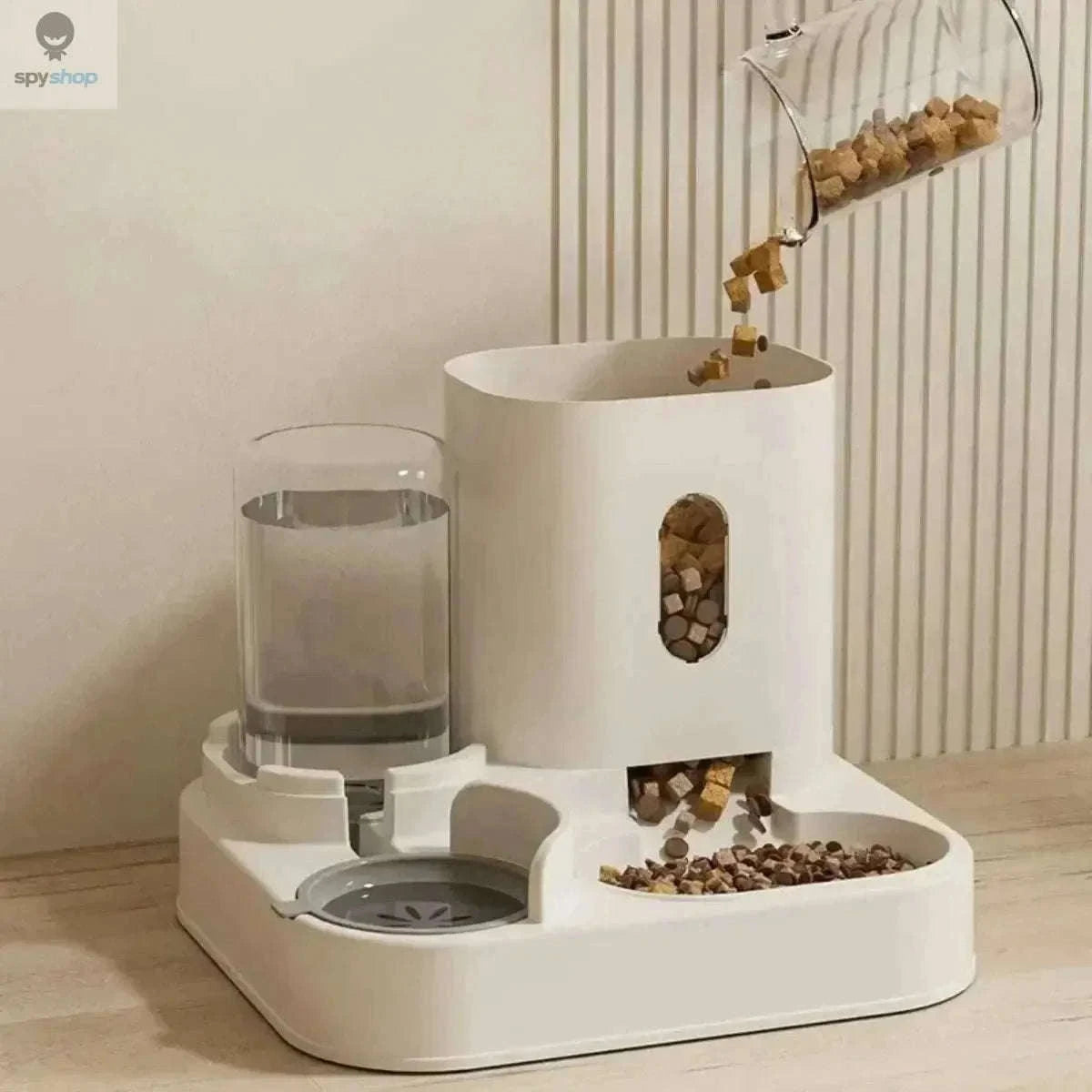 Automatic Pet Feeder with Gravity-Fed Food and Water Storage-Gold / L / 2L