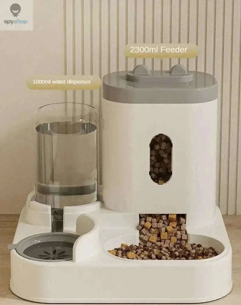 Automatic Pet Feeder with Gravity-Fed Food and Water Storage-Gold / L / 2L