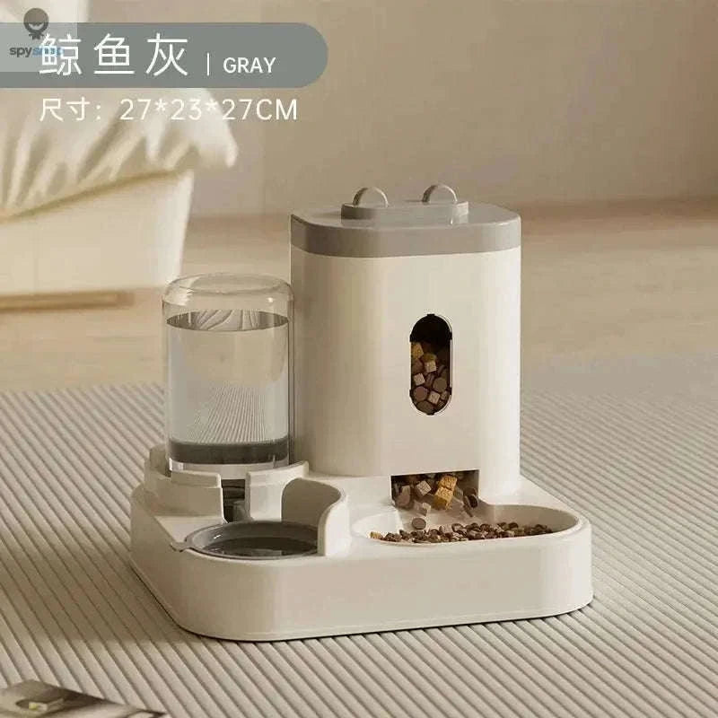 Automatic Pet Feeder with Gravity-Fed Food and Water Storage-Gold / L / 2L