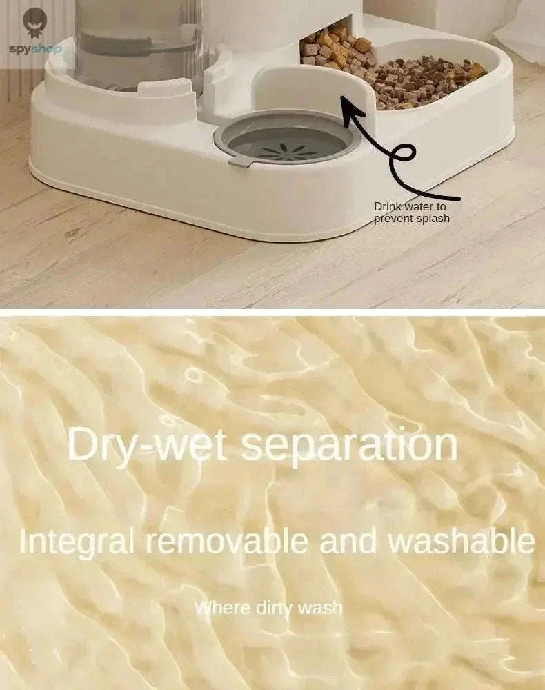 Automatic Pet Feeder with Gravity-Fed Food and Water Storage-Gold / L / 2L