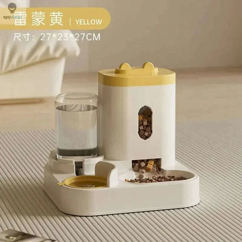 Automatic Pet Feeder with Gravity-Fed Food and Water Storage-Gold / L / 2L