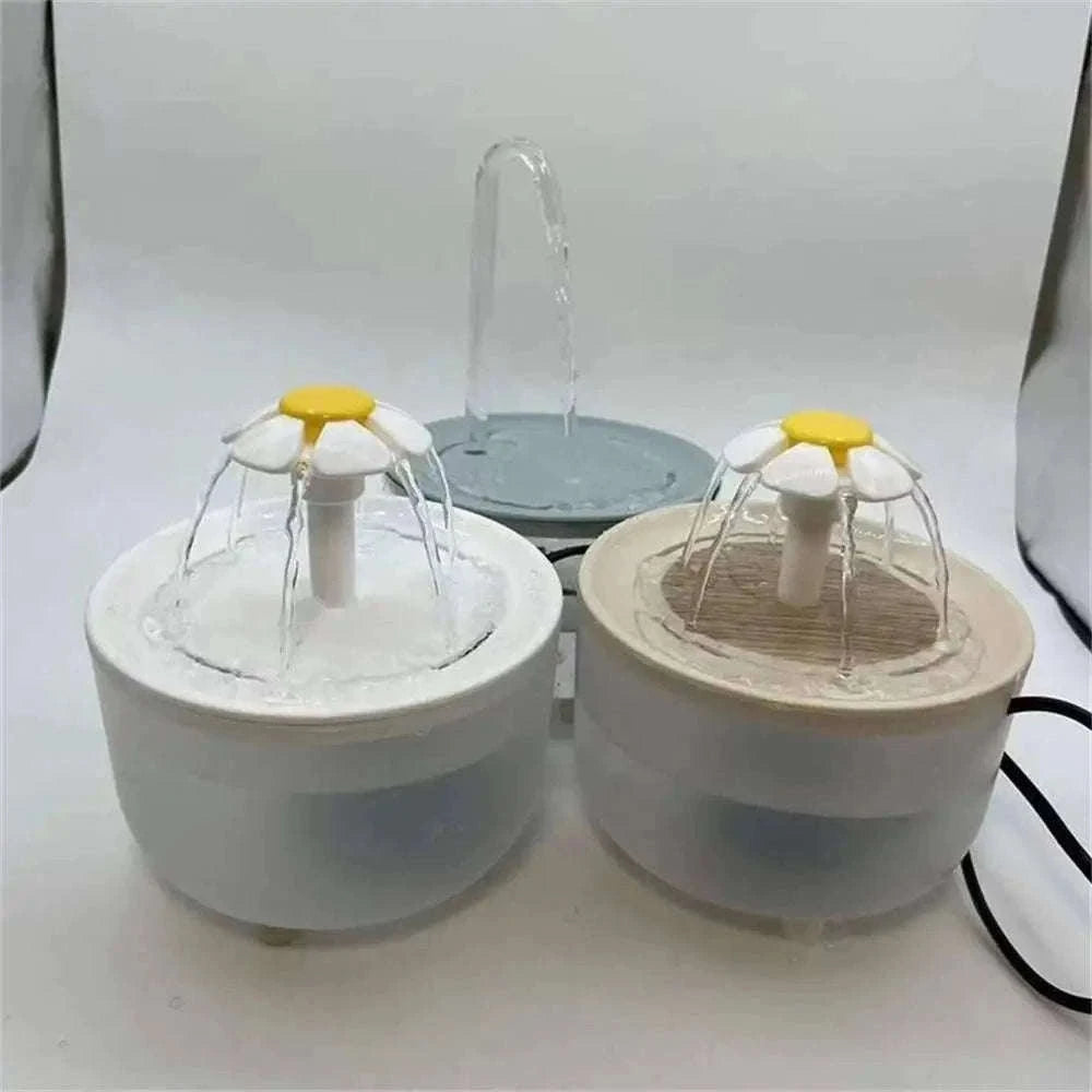 Automatic Pet Water Fountain with Quiet USB Filtration-USB 5V / Wood lotus flowers / 1.2L 15  15  9 CM
