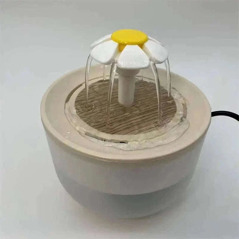 Automatic Pet Water Fountain with Quiet USB Filtration-USB 5V / Wood lotus flowers / 1.2L 15  15  9 CM