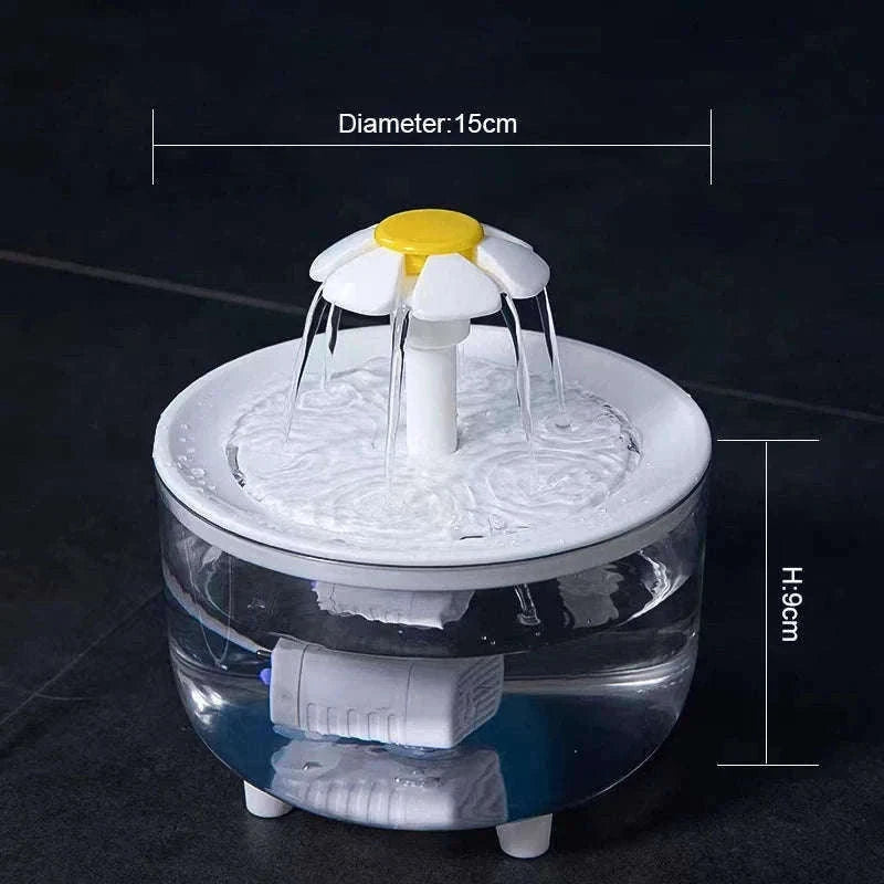 Automatic Pet Water Fountain with Quiet USB Filtration-USB 5V / Wood lotus flowers / 1.2L 15  15  9 CM