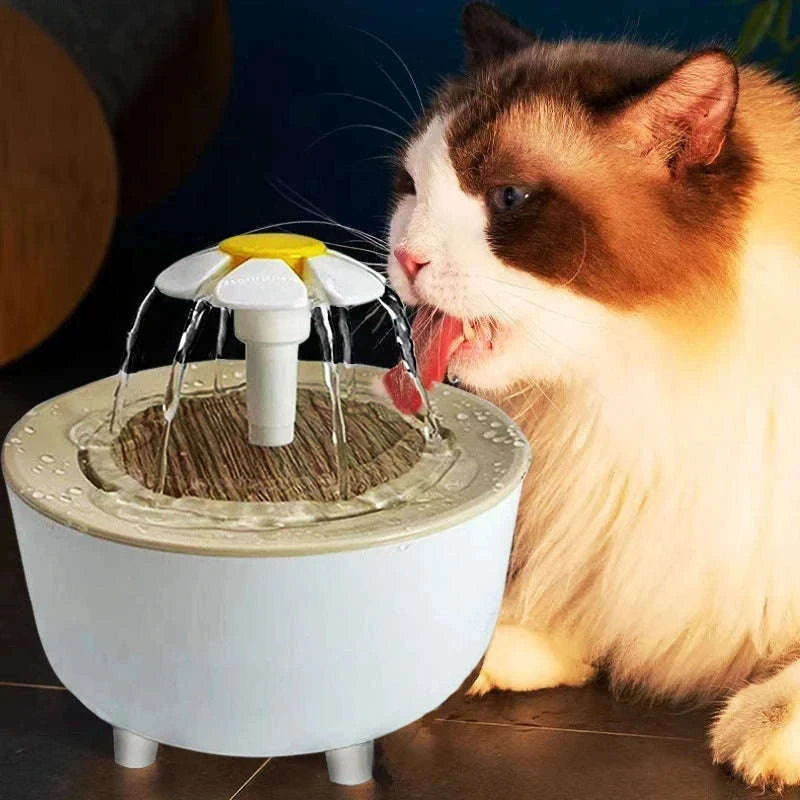 Automatic Pet Water Fountain with Quiet USB Filtration-USB 5V / Wood lotus flowers / 1.2L 15  15  9 CM