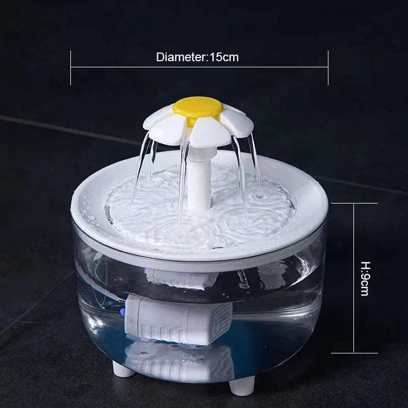 Automatic Pets Water Fountain with Quiet USB Filtration-USB 5V / Wood lotus flowers / 1.2L 15  15  9 CM