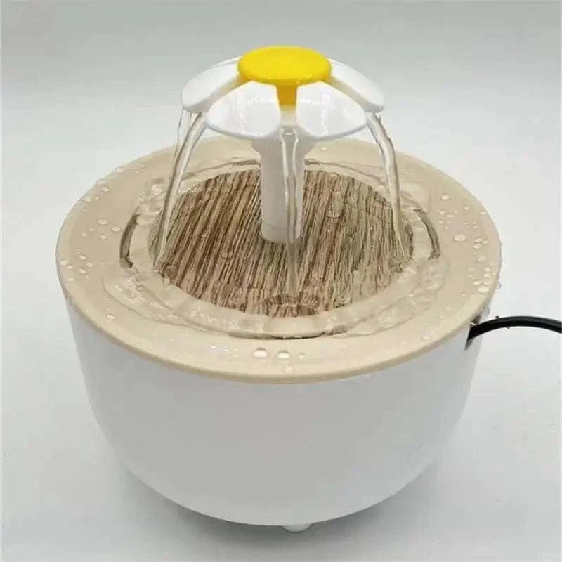 Automatic Pets Water Fountain with Quiet USB Filtration-USB 5V / Wood lotus flowers / 1.2L 15  15  9 CM