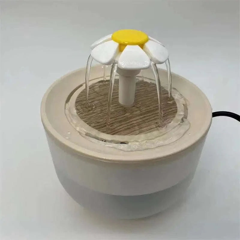 Automatic Pets Water Fountain with Quiet USB Filtration-USB 5V / Wood lotus flowers / 1.2L 15  15  9 CM