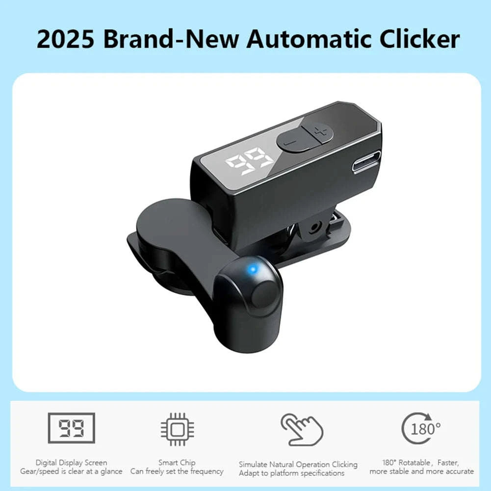 Automatic Phone Screen Clicker with Adjustable Speed and Display-black / No / france