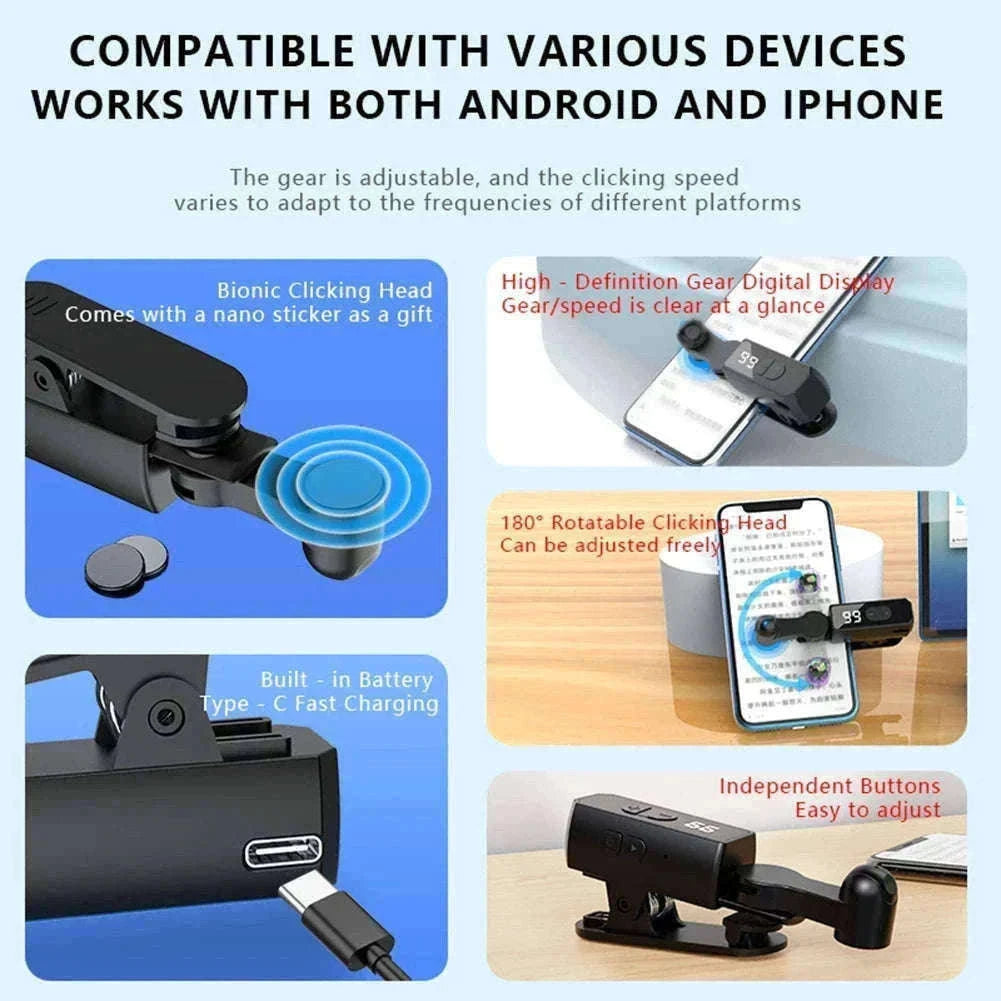 Automatic Phone Screen Clicker with Adjustable Speed and Display-black / No / france