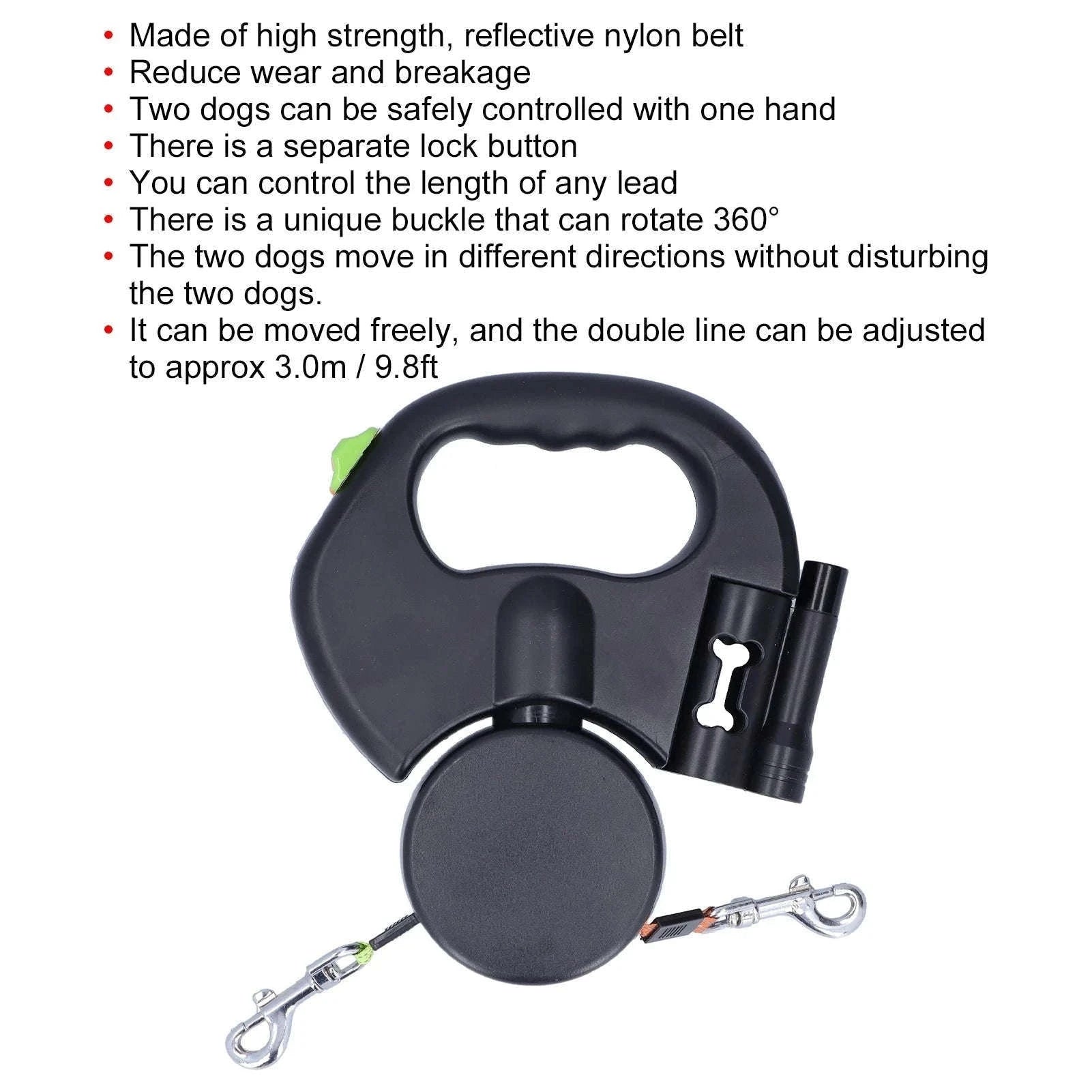 Automatic Retractable Pet Leash with Light and Bag Dispenser-Default Title