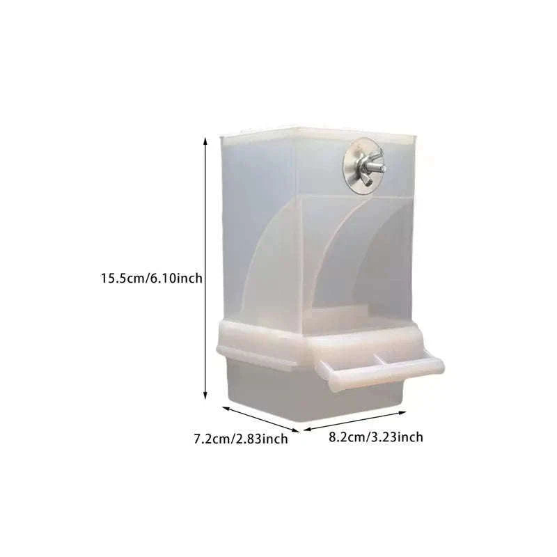 Automatic Spill-Proof Parrot Bird Feeder with Clear Acrylic-White