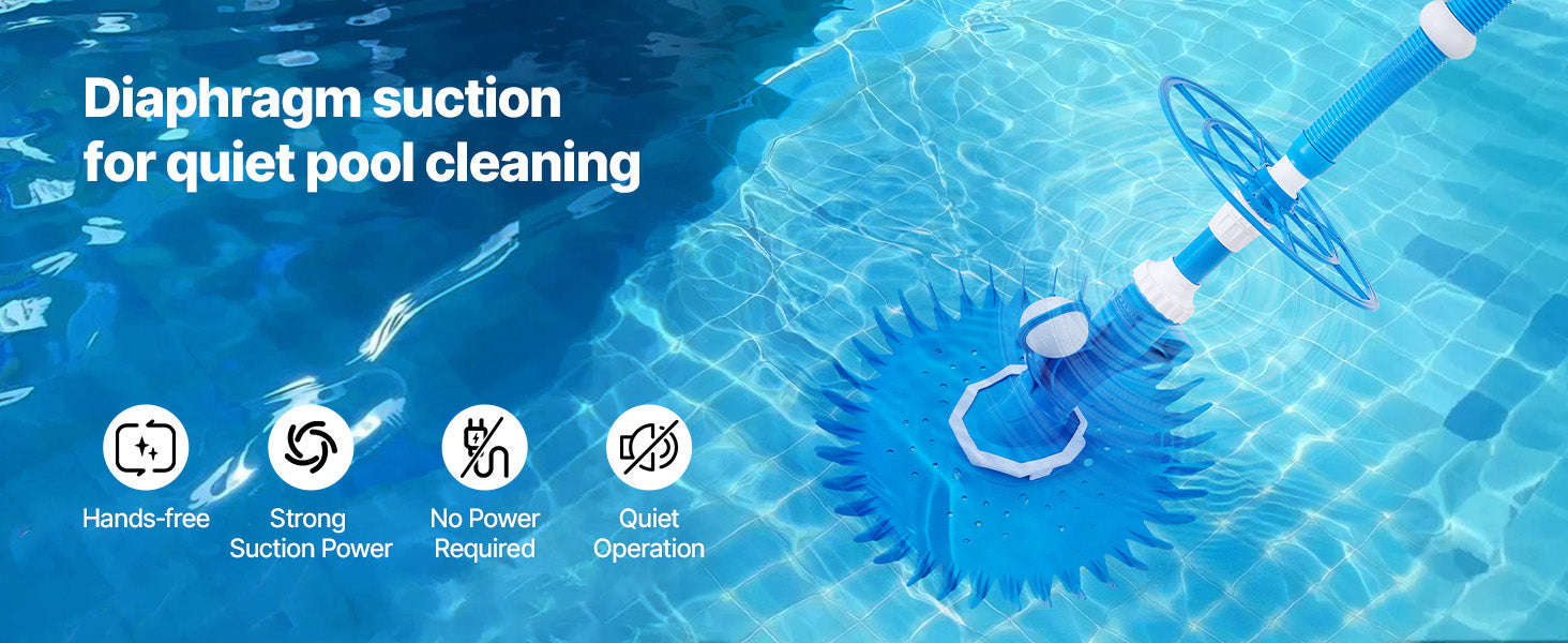 Automatic Suction Pool Cleaner with 12 Hoses for Pools Up to 20 x 35 ft-33ft / United States