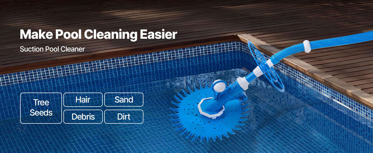 Automatic Suction Pool Cleaner with 12 Hoses for Pools Up to 20 x 35 ft-33ft / United States