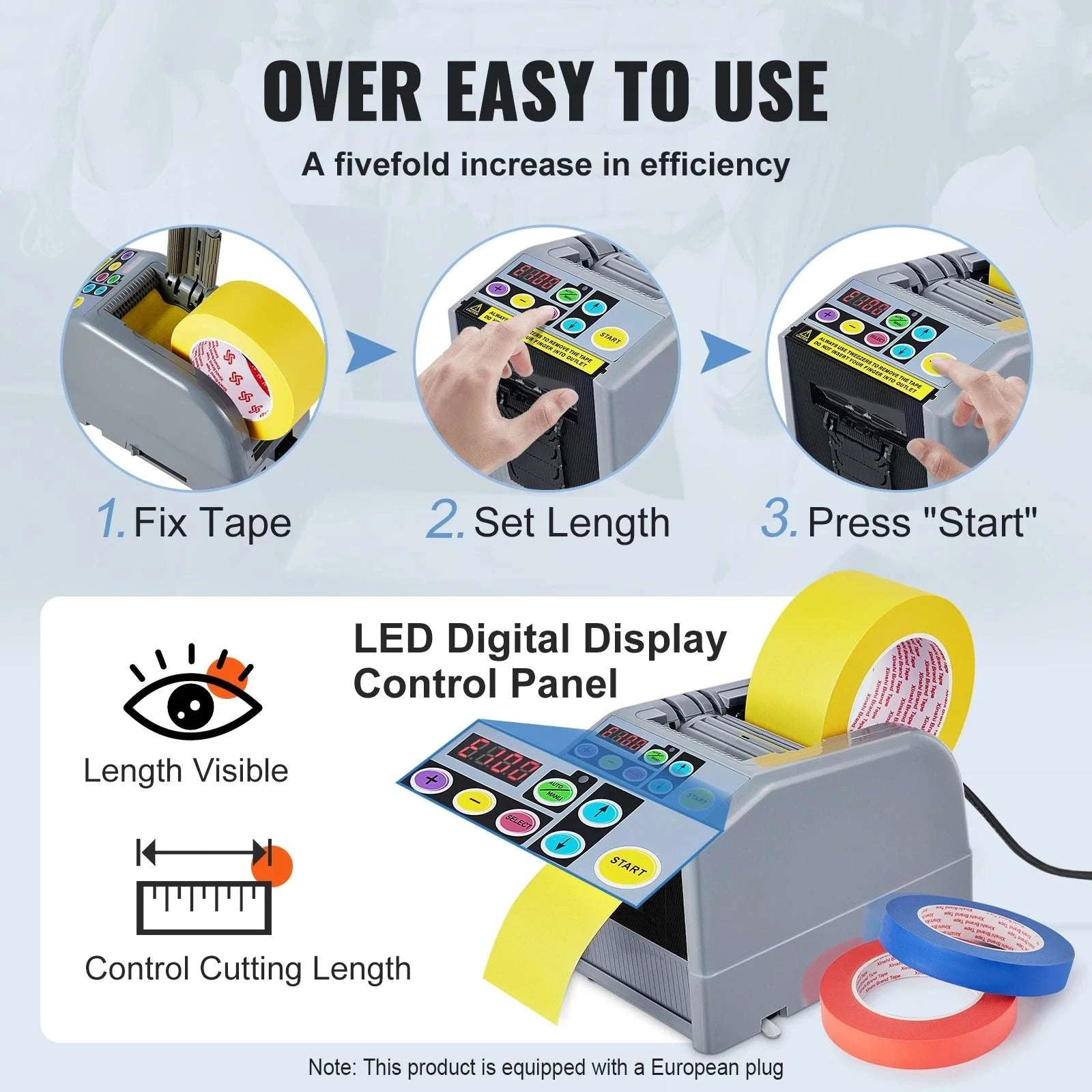 Automatic Tape Dispenser Machine 6–60mm Dual Mode Cutter-ZCUT-9 / United States