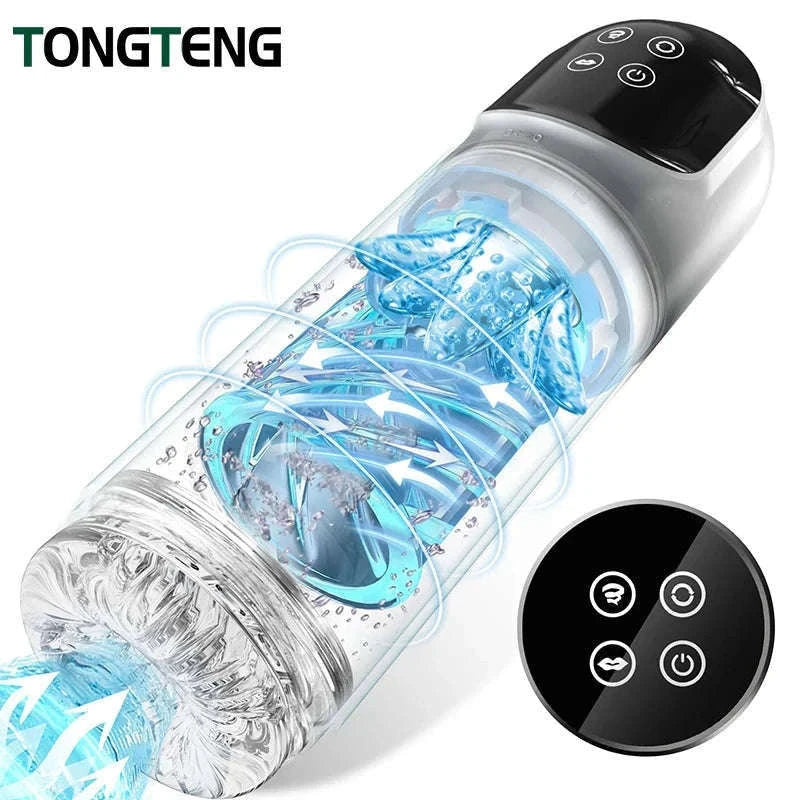 Automatic Thrusting Male Masturbator with Rotating & Licking-Grey With Box