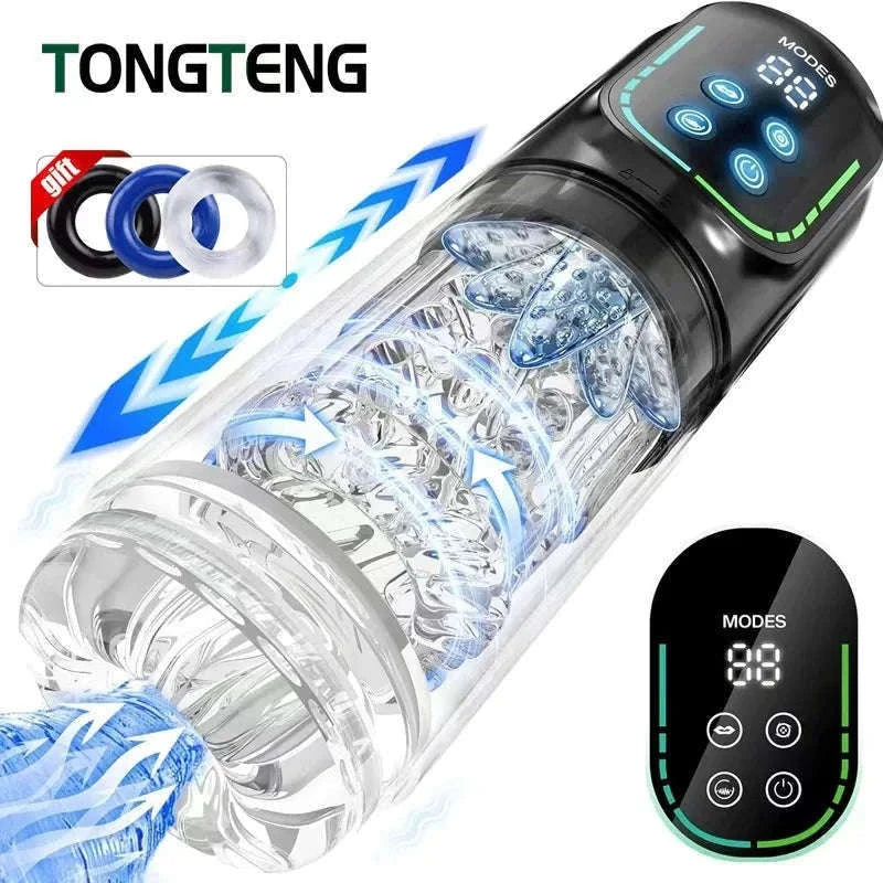 Automatic Thrusting Male Masturbator with Rotating & Licking-Grey With Box