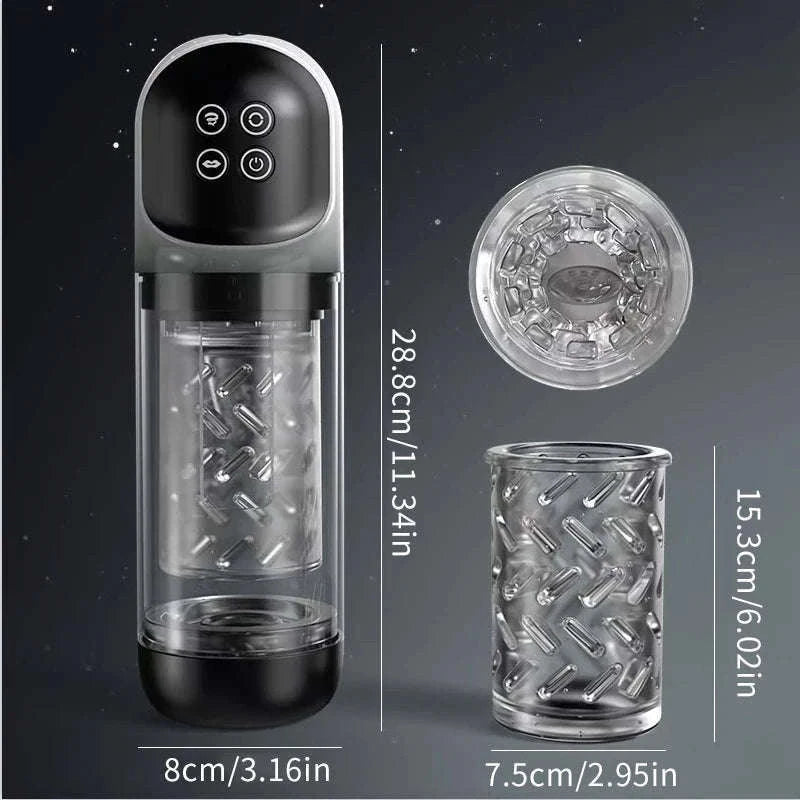 Automatic Thrusting Male Masturbator with Rotating & Licking-Grey With Box