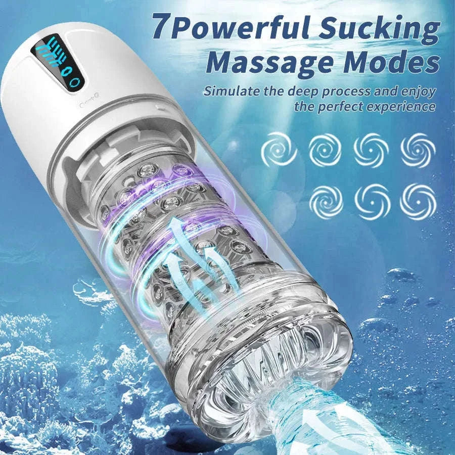 Automatic Thrusting Male Masturbator with Rotating & Licking-Grey With Box