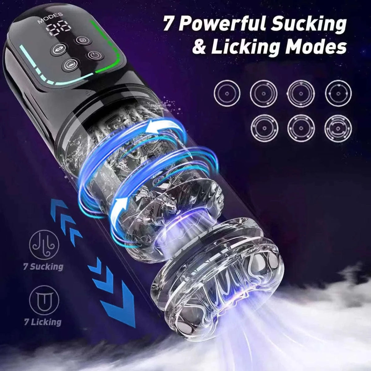 Automatic Thrusting Male Masturbator with Rotating & Licking-Grey With Box