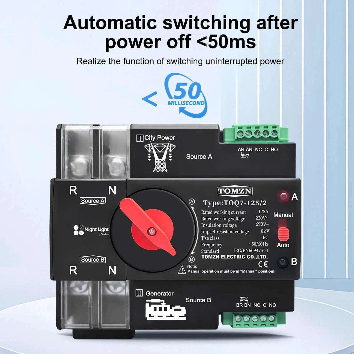Automatic Transfer Switch for Dual Power Backup Control-125A / 4P