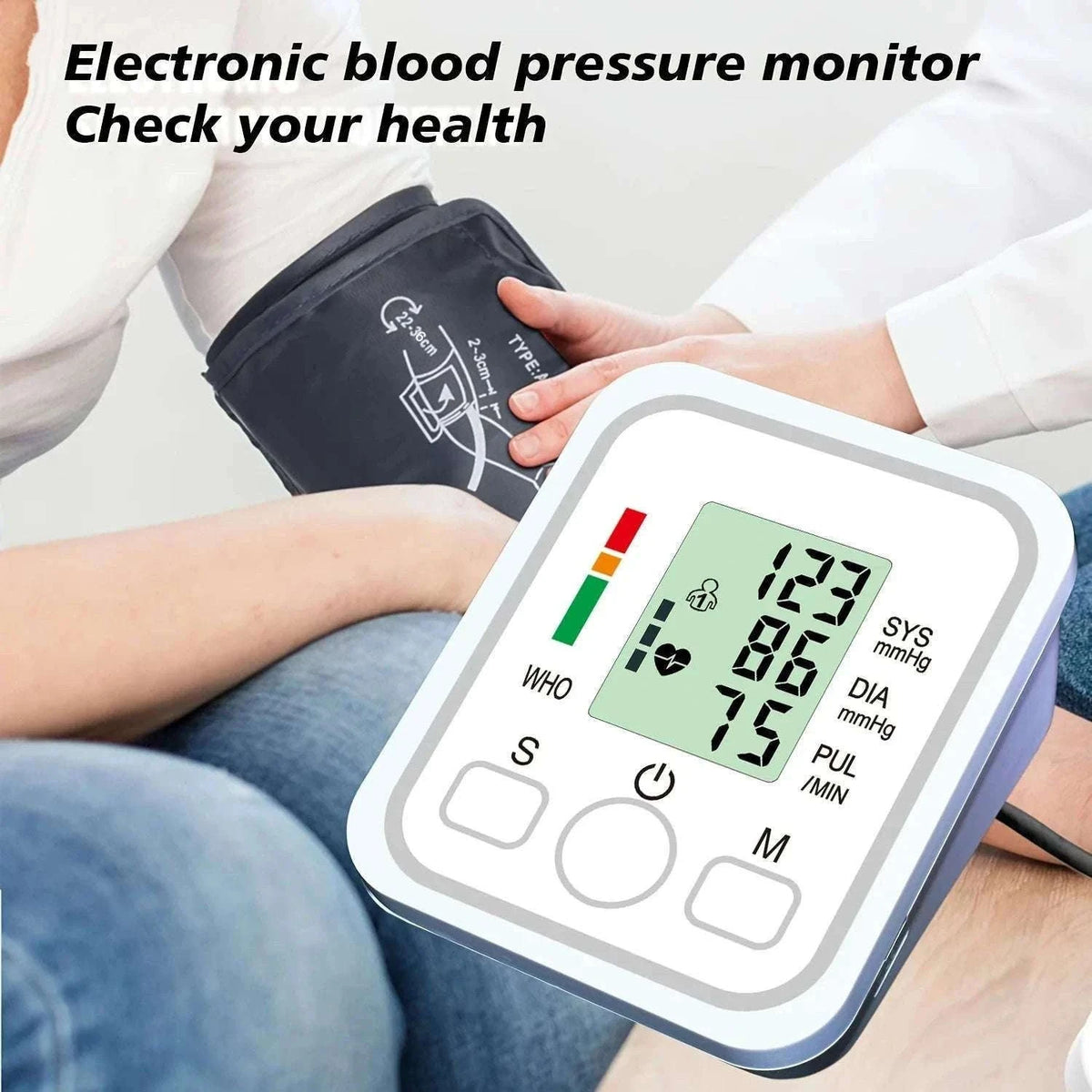 Automatic Upper Arm Blood Pressure Monitor Kit for Home Use-White