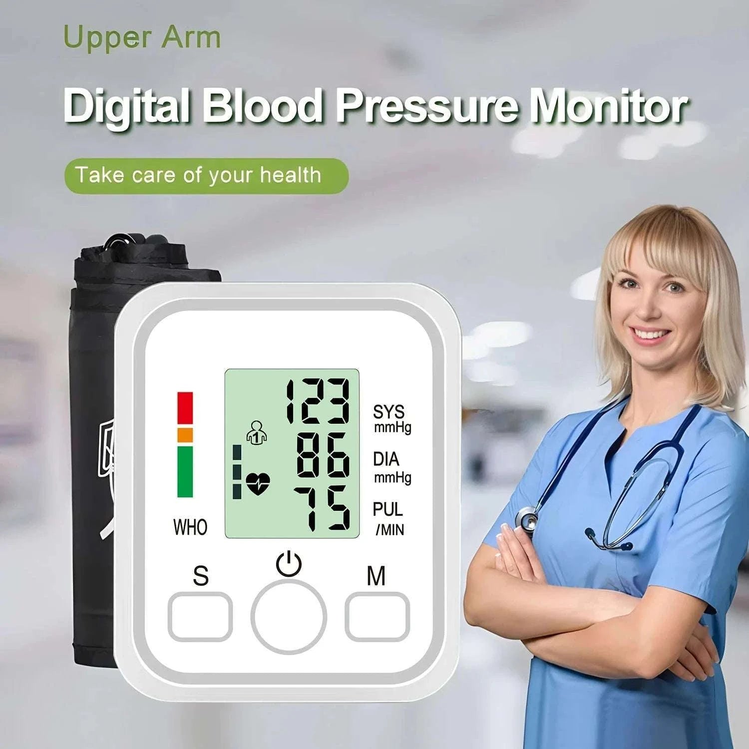 Automatic Upper Arm Blood Pressure Monitor Kit-White