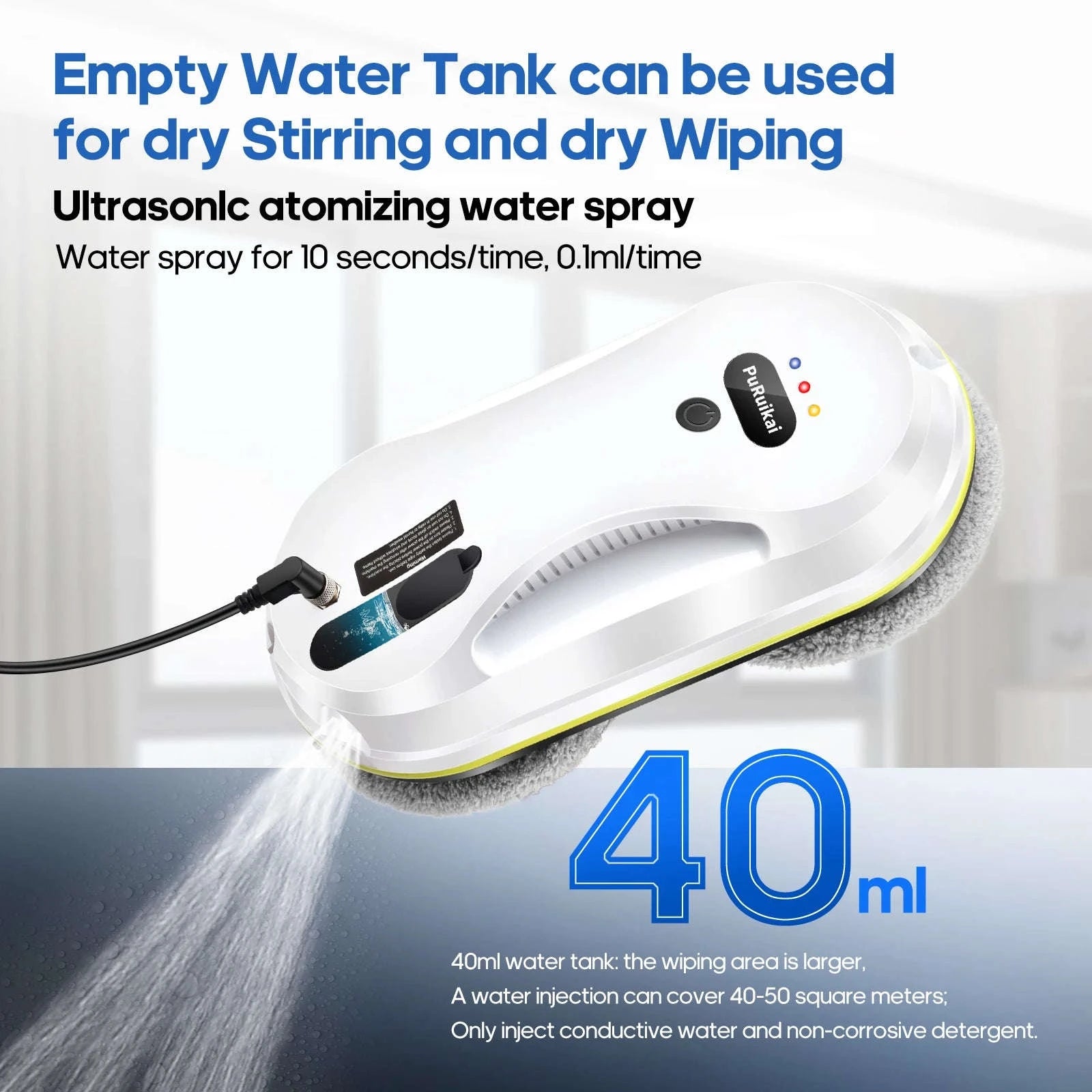 Automatic Window Cleaning Robot with Smart Water Spray-WHITE / AU / Australia|Yes