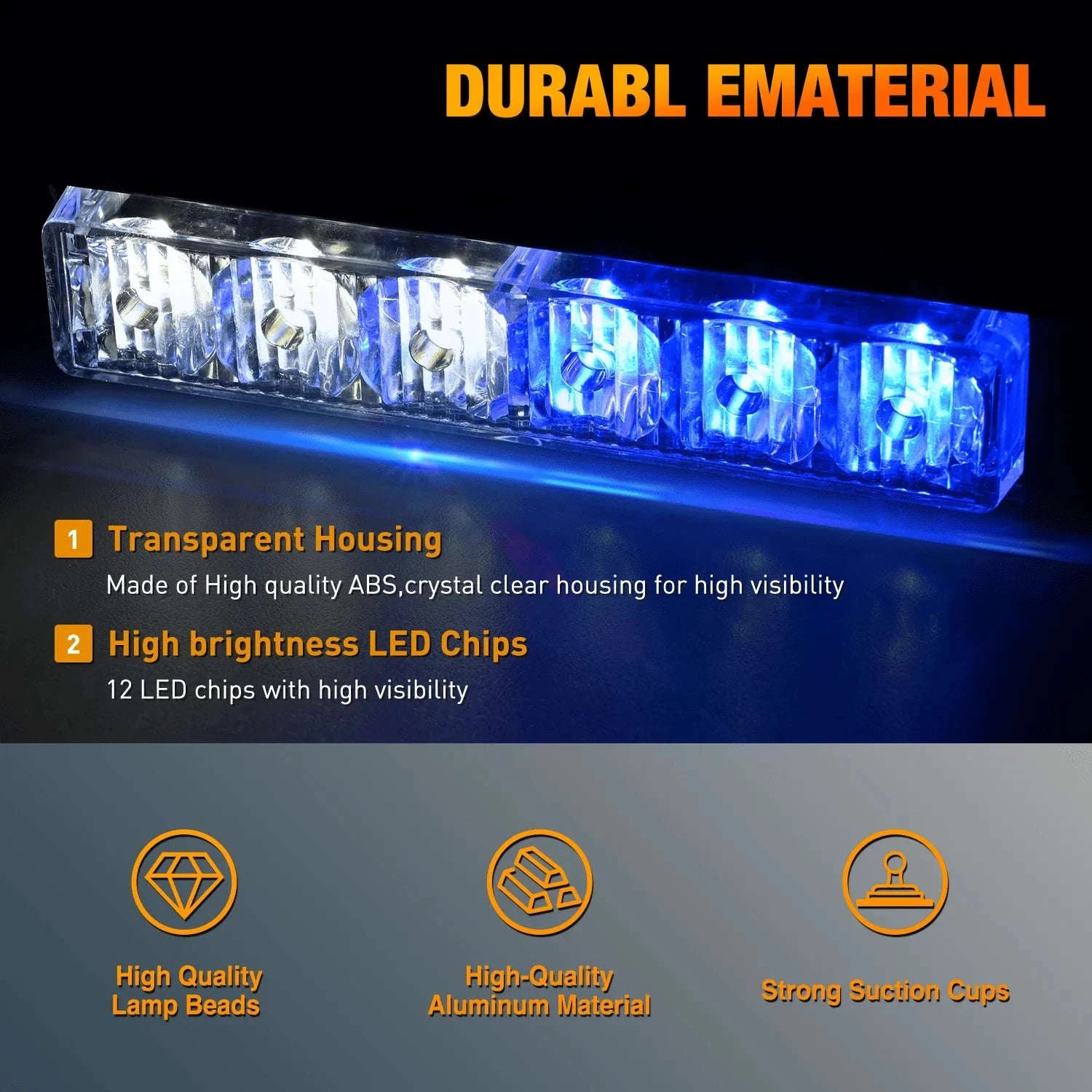Automotive Strobe Traffic Advisor Light Bar 2-in-1 Dash Warning Light-United States / blue