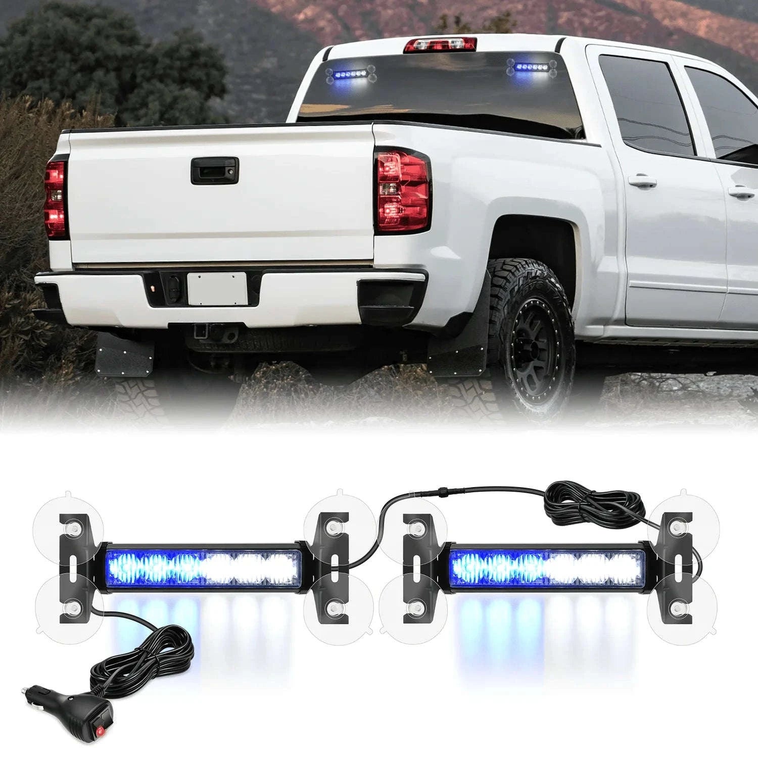 Automotive Strobe Traffic Advisor Light Bar 2-in-1 Dash Warning Light-United States / blue