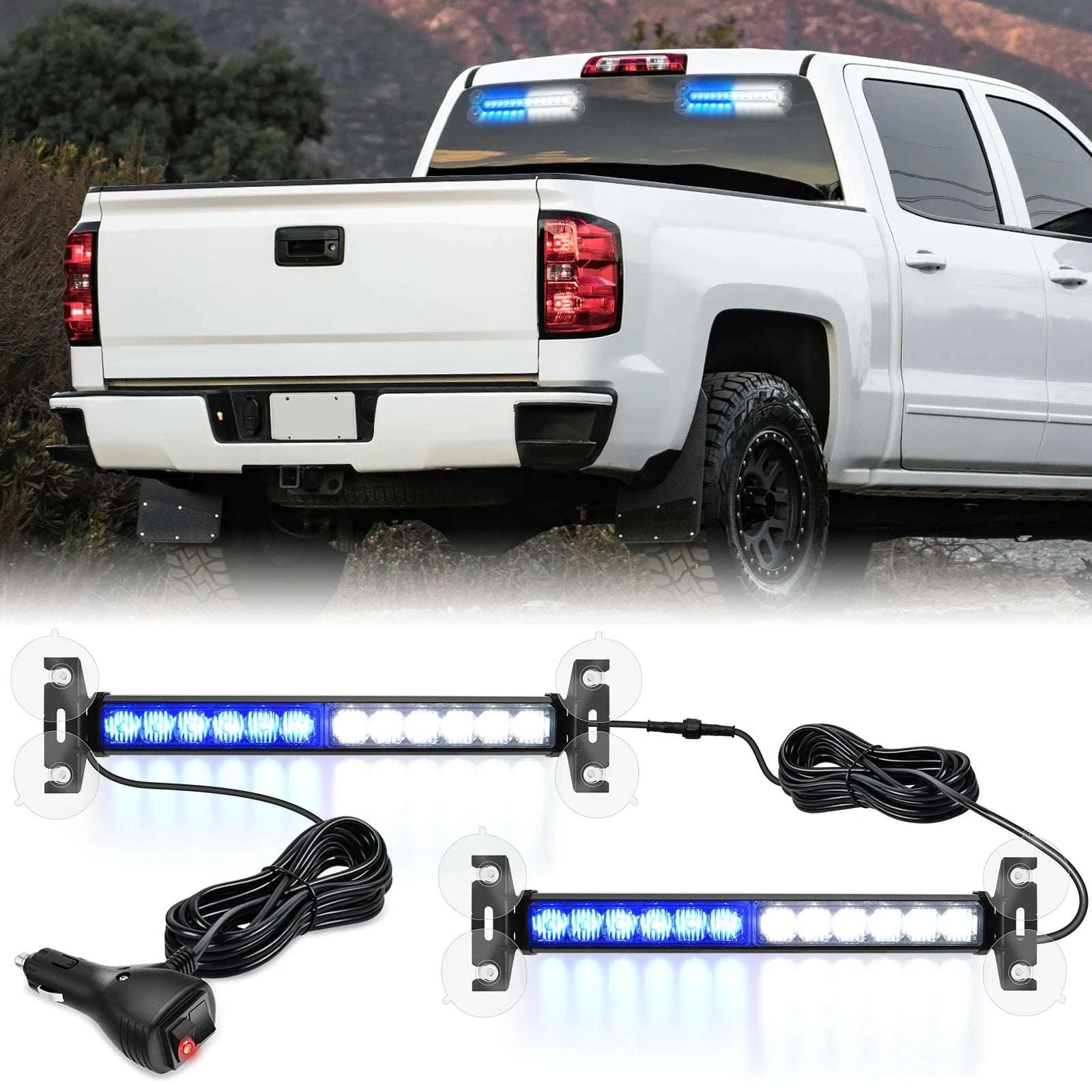 Automotive Strobe Traffic Advisor Light Bar 2-in-1 Dash Warning Light-United States / blue