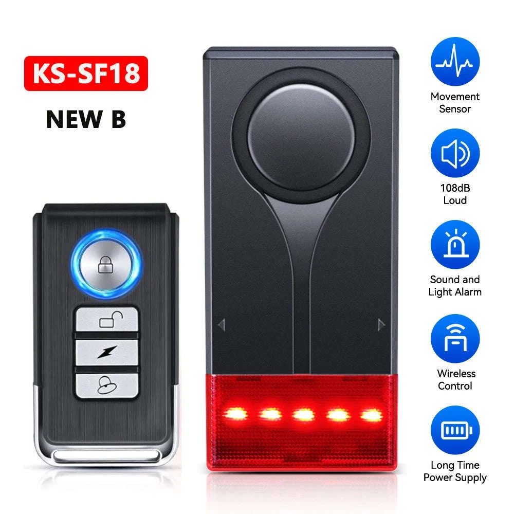 Awapow Wireless Vibration Bike Alarm with Remote Control-2PCS NEW B / United States