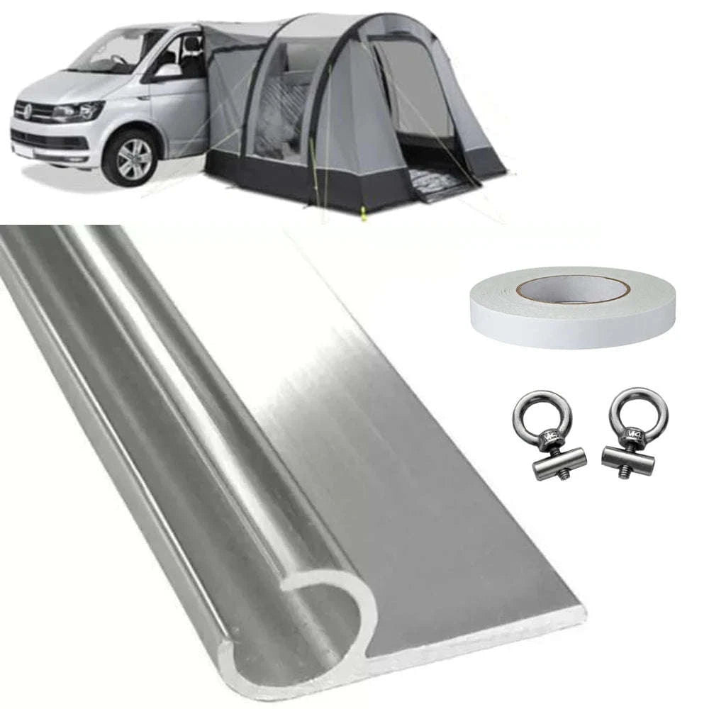 Awning Rail C Channel 8 x 0.5m Strip with Double-Sided Tape and Stoppers-1Set