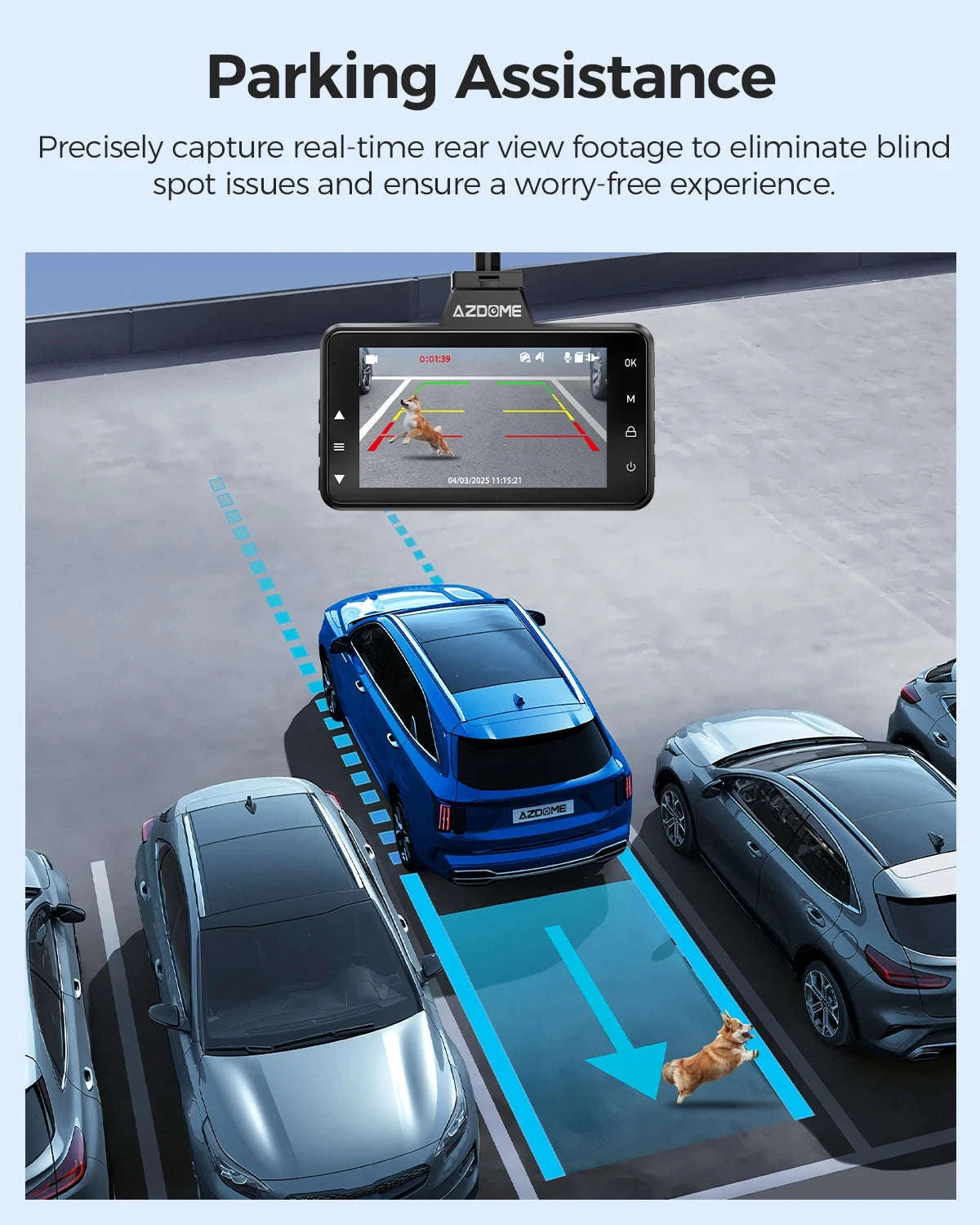 AZDOME 4K Dual Dash Cam with 3" Screen and Rear Camera-M01 Pro Front n Rear / United States / AZDOME Card 64GB