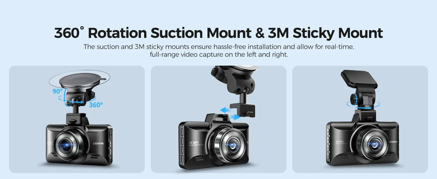 AZDOME 4K Dual Dash Cam with 3" Screen and Rear Camera-M01 Pro Front n Rear / United States / AZDOME Card 64GB