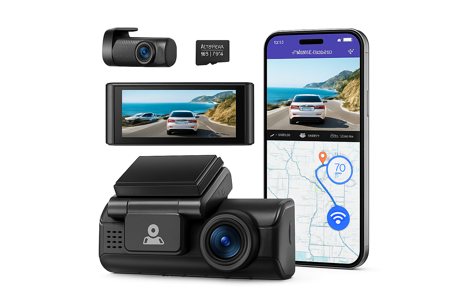 Двойна камера за кола отпред и отзад 4K 2.5K GPS Wi-Fi