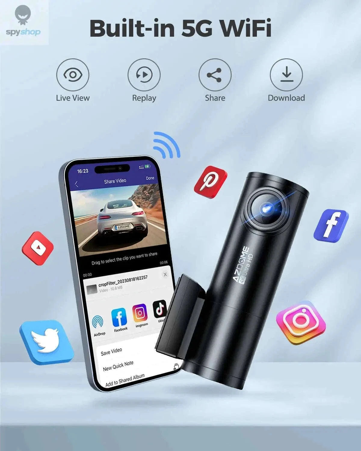AZDOME M300S 4K Dual Dash Cam with GPS, WiFi & Voice Control-M300S Standard List / Saudi Arabia / Free 64GB TF Card